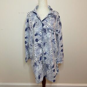 Mahogany Size L Jungle Cats Cotton Button Up Sleep Shirt